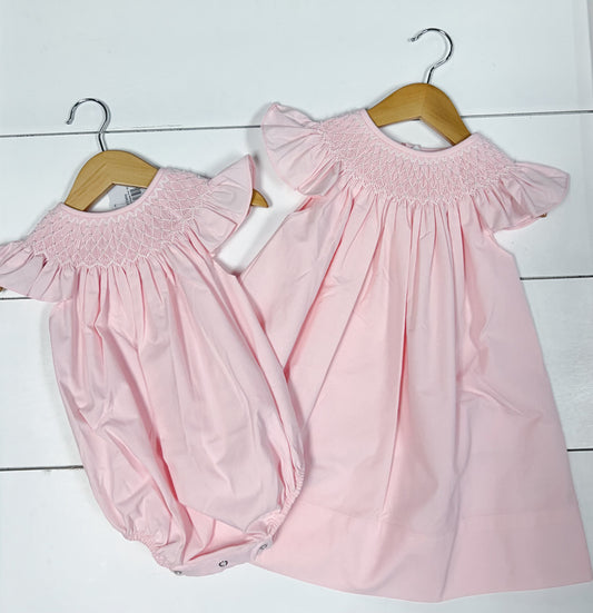 Catherine Pearl Smocked Dress Pink