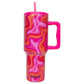 Hot Pink Retro Swirl Stainless Steel Tumbler