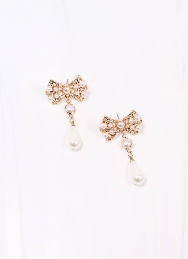 Daniel Pearl Bow Drop Earring GOLD