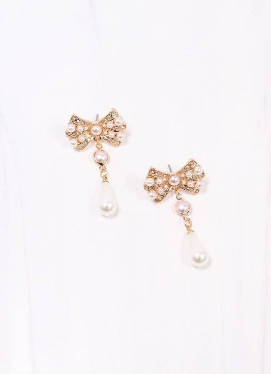 Daniel Pearl Bow Drop Earring GOLD