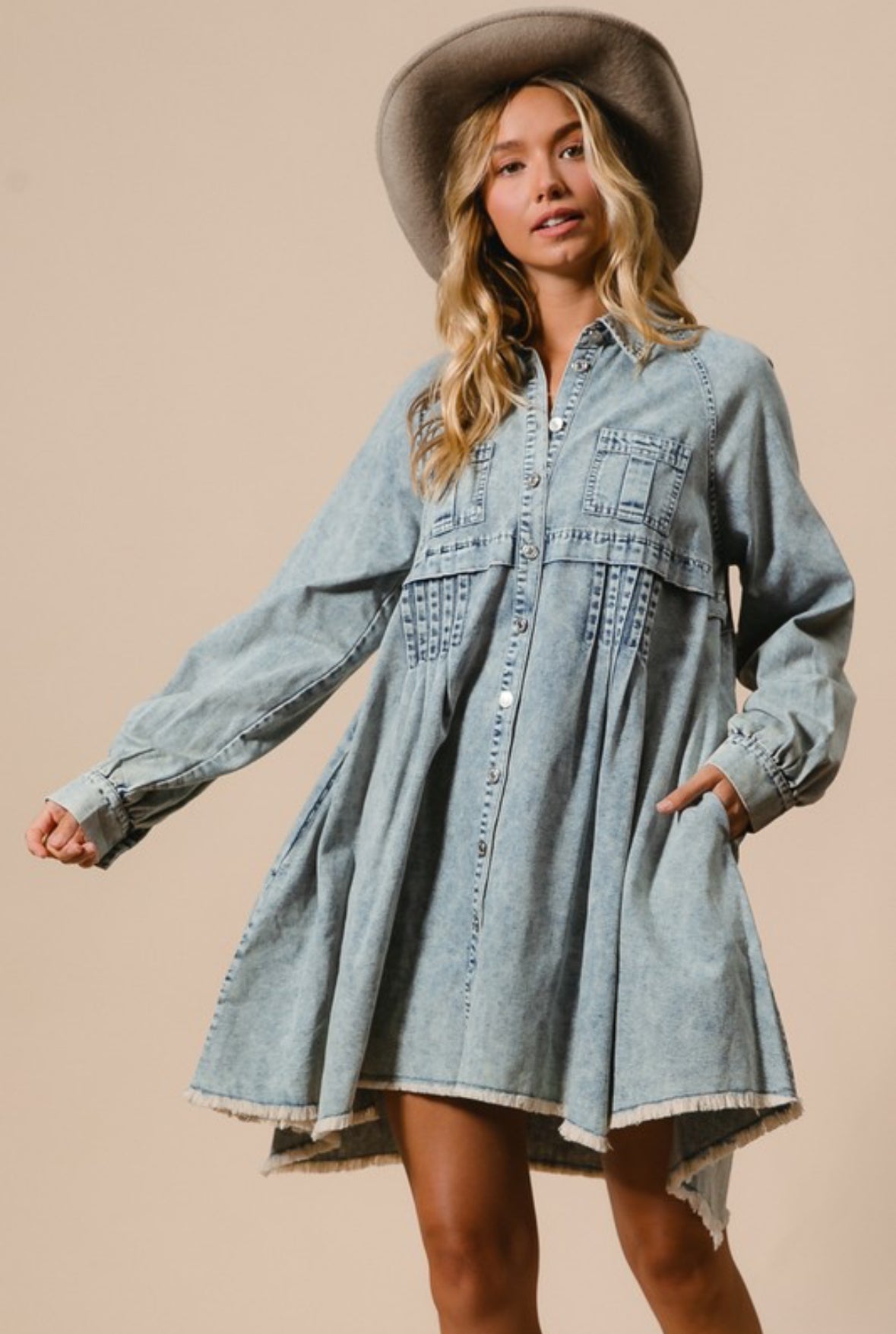 Mineral Washed Denim Dress