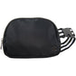 Black Solid Belt Bag with Striped Strap