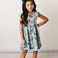 Blue horse flutter sleeve dress