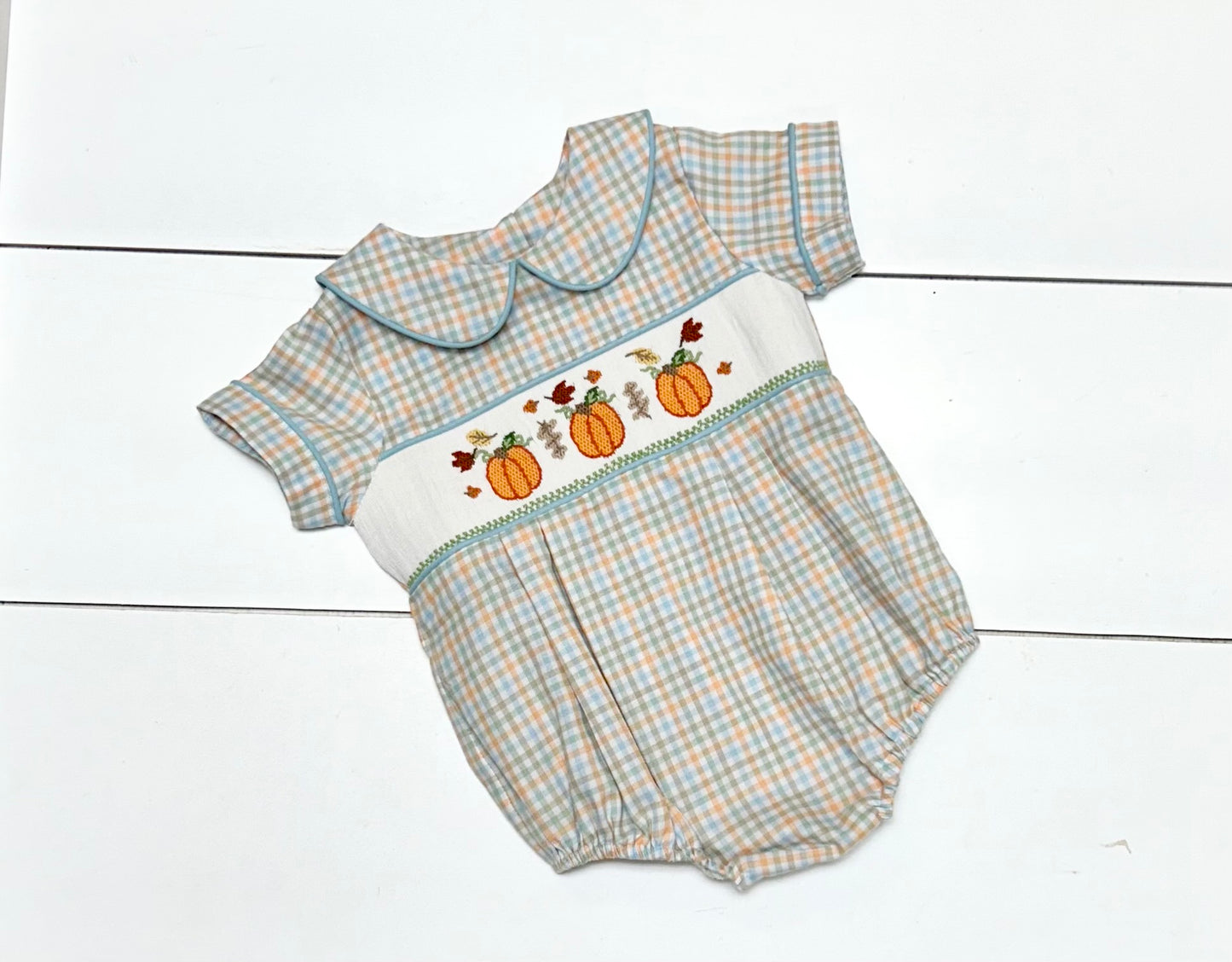 Three Sisters Pumpkin Smocked Boys Bubble