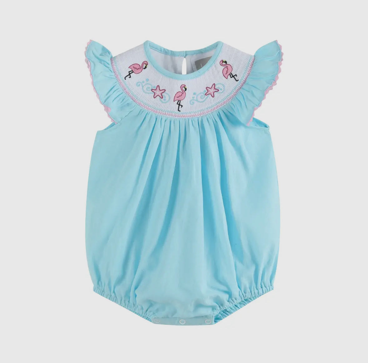 Flamingo Smocked Flutter Romper