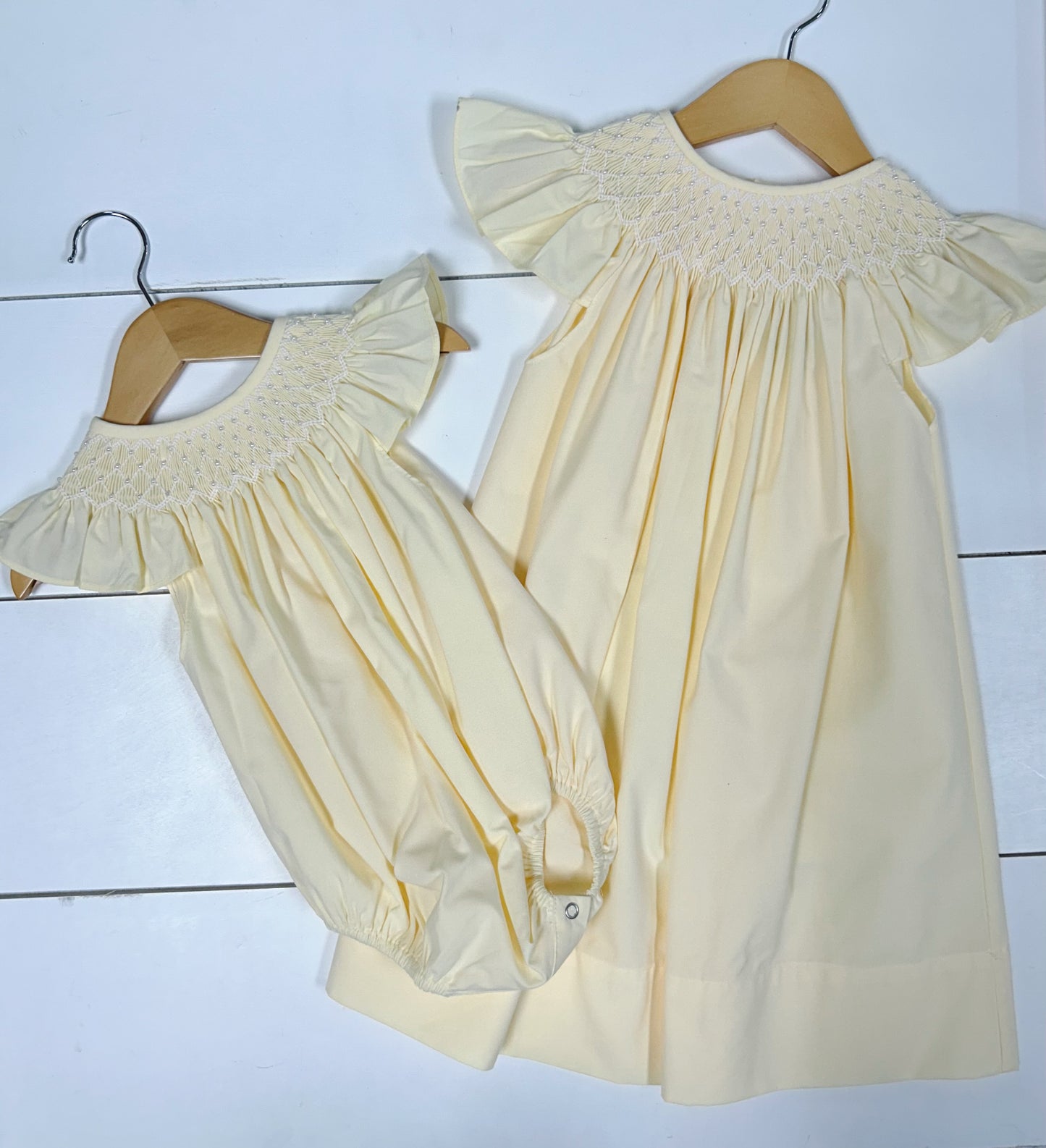 Catherine Pearl Smocked Bubble Yellow