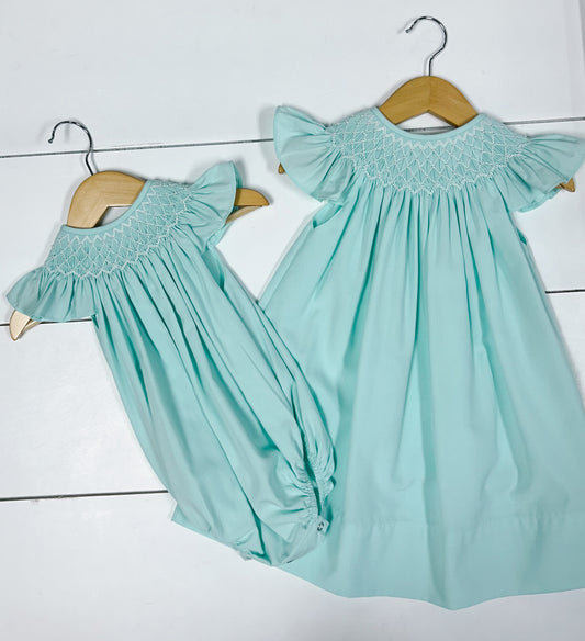 Catherine Pearl Smocked Bubble Mint