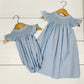 Catherine Pearl Smocked Bubble - Blue