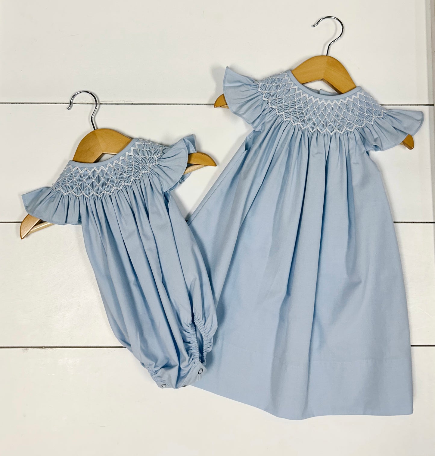 Catherine Pearl Smocked Bubble - Blue