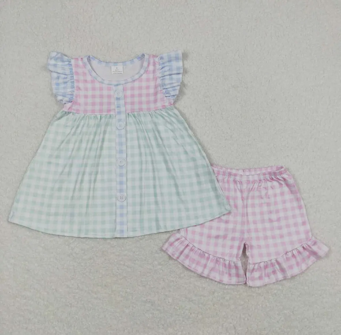 Girls Green & Pink Checkered Set