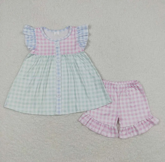 Girls Green & Pink Checkered Set