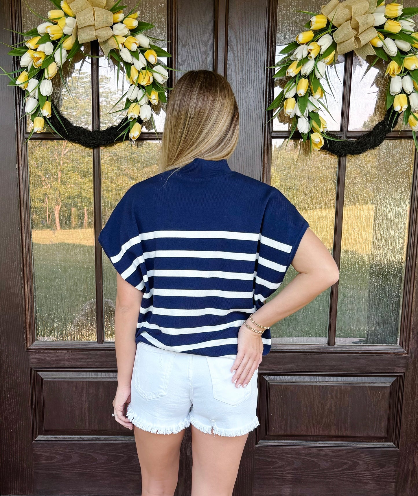 Navy Striped Top