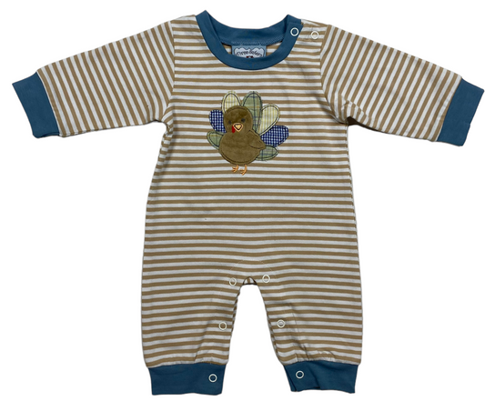 Three Sisters Turkey Appliqué Boys Romper