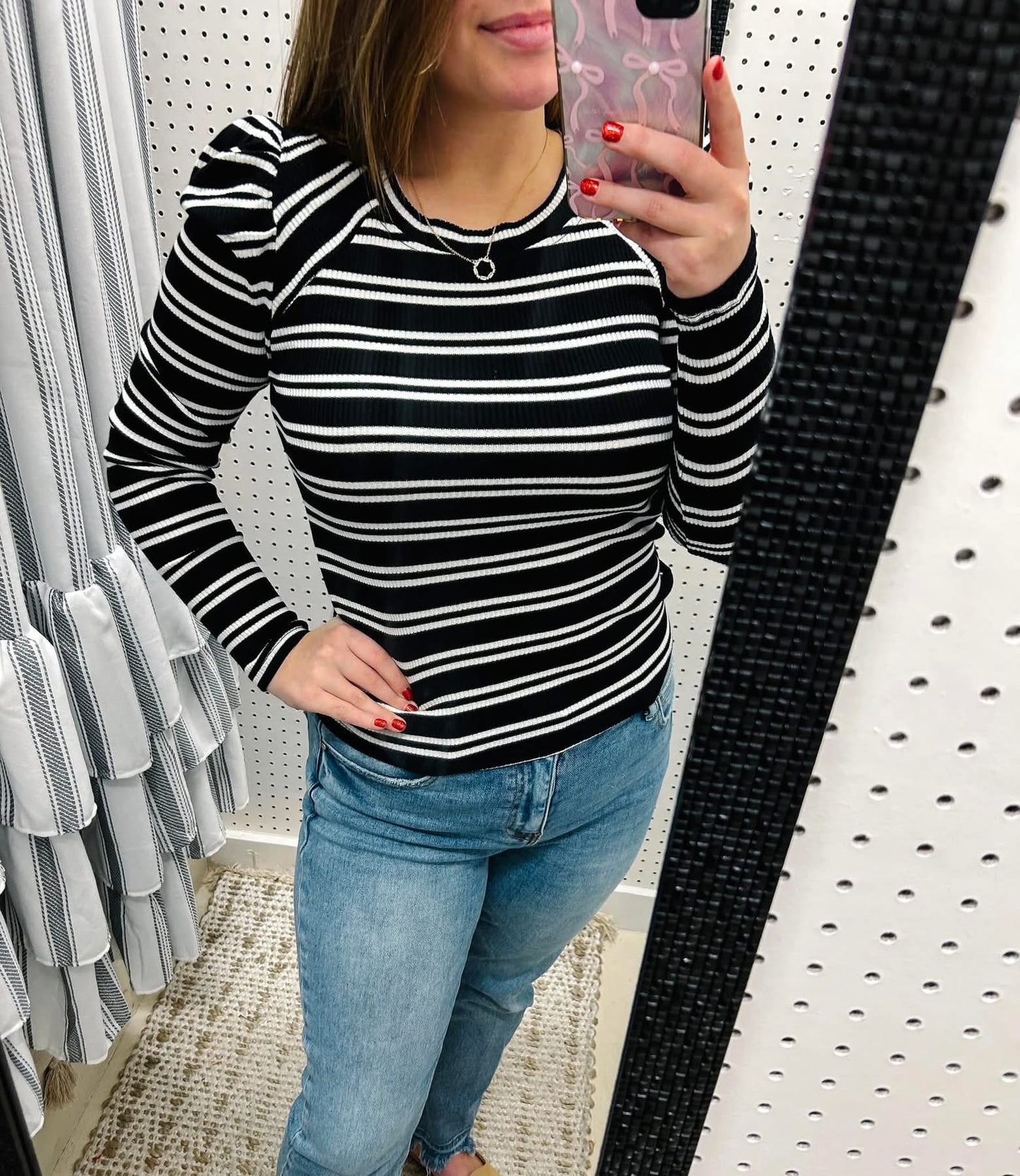 Nola Striped Puff Fitted Top