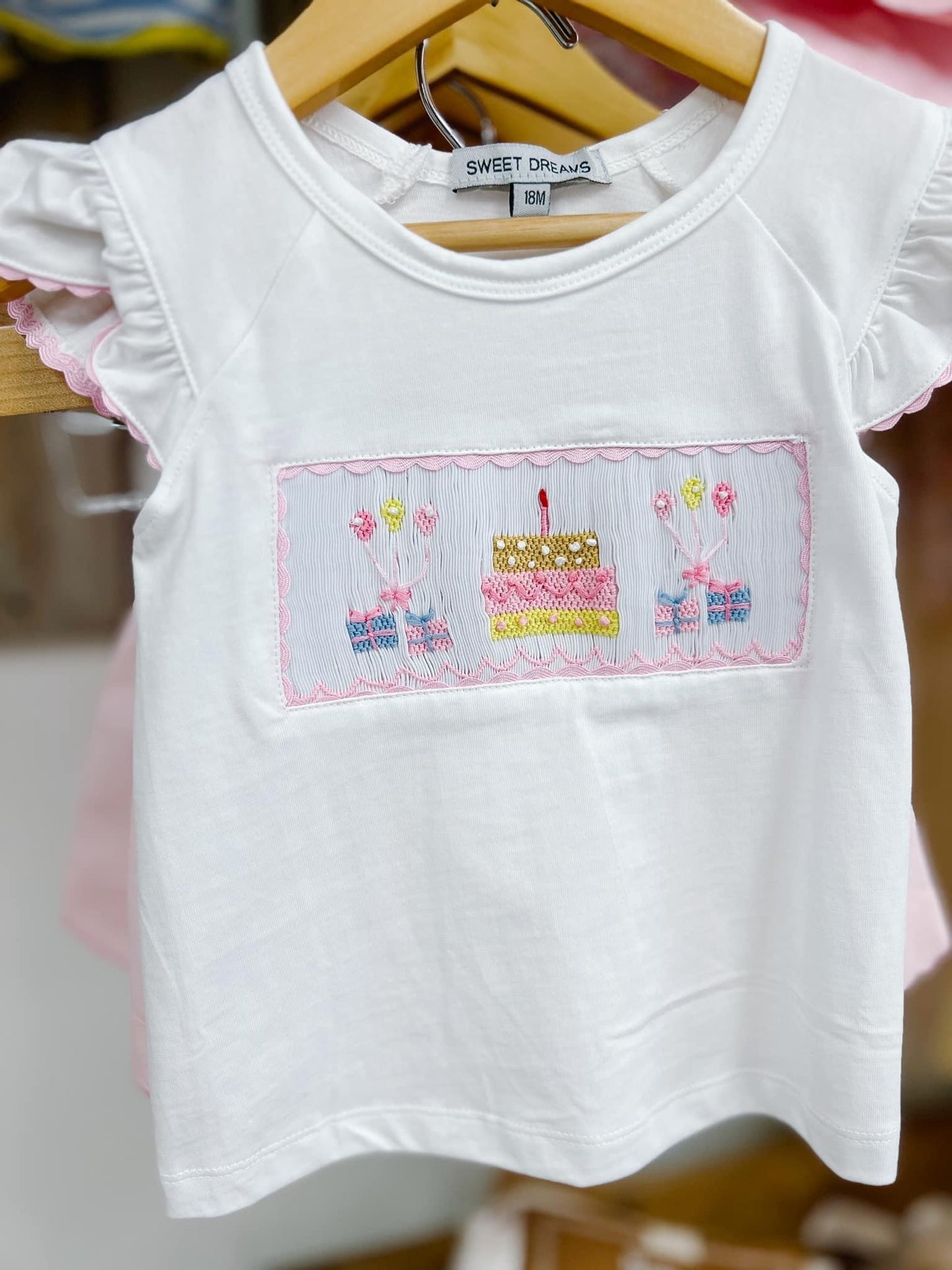 Birthday Smocked Shorts Set Pink