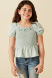 Hayden Girl Ruffle Detail Smocked Top