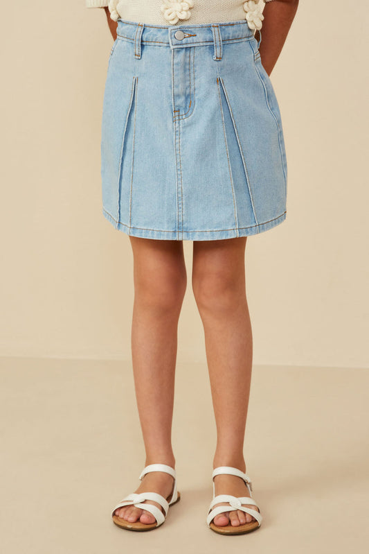 Hayden Girl Box Pleated Denim Skirt