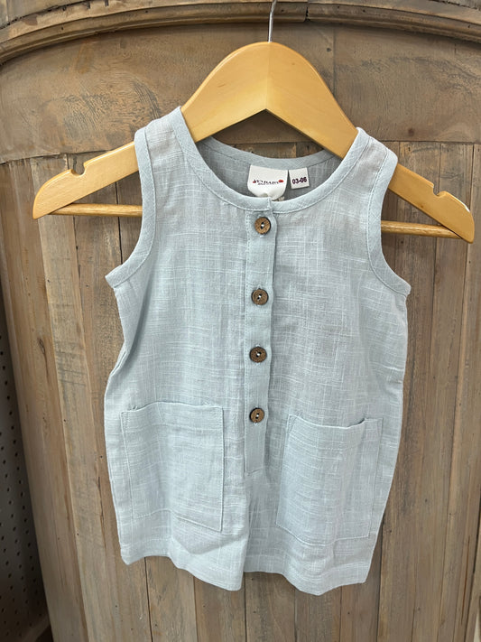 Blue Linen Romper