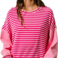 Fuchsia Textured Stripe Top