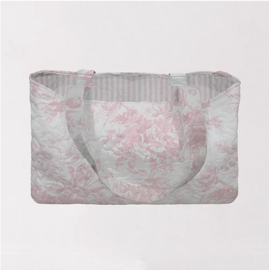 Rose Toile Pink Quilted Tote Bag