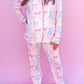 Pink Pastel Bows Long Sleeve Loungewear Pajama Set