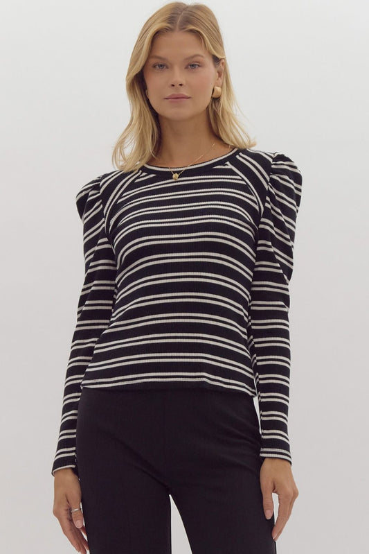 Nola Striped Puff Fitted Top