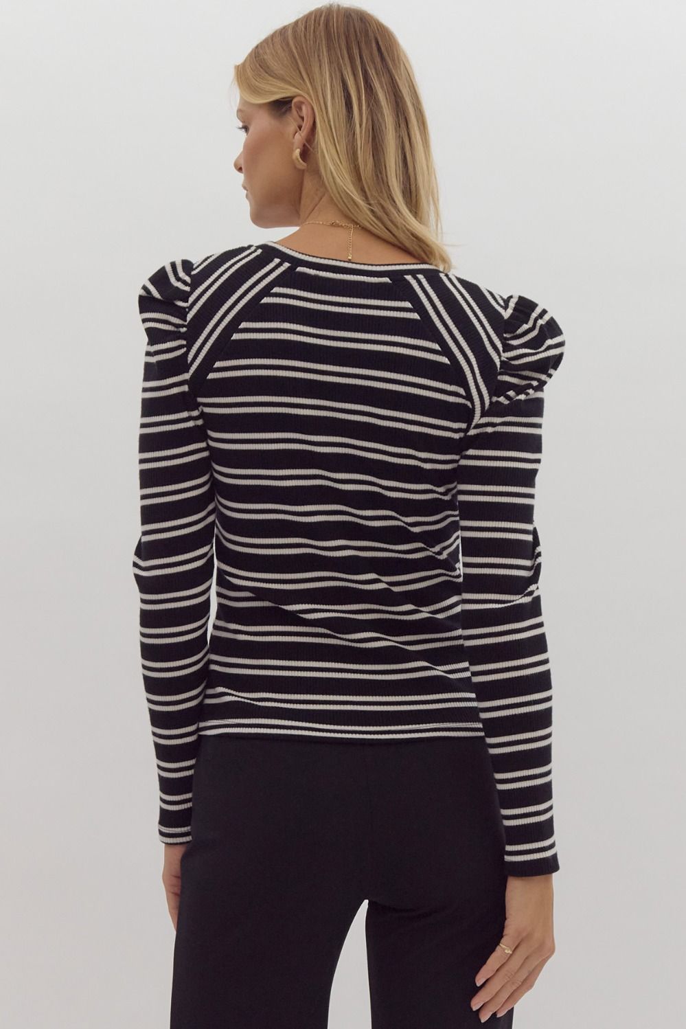 Nola Striped Puff Fitted Top