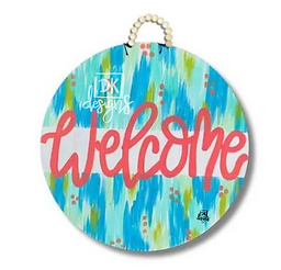 DK Designs Teal Watercolor Door Hanger